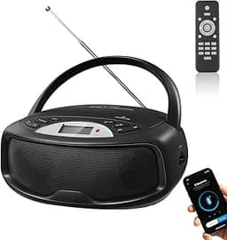 Elyblo CD Player, Radio am Fm 110V-220V, Radio Portatil Pode Ser Conectado a Um microfone, Cd Player com Vários Modos de Reprodução, Toca Cd com Controle Remoto Sem Fio