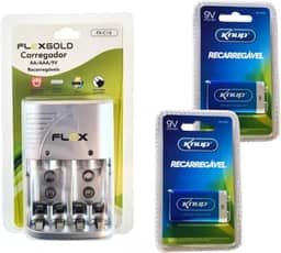Kit 2 Bateria Recarregável 9v Knup + Carregador Bateria Pilha Aa/aaa/9v