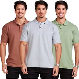 KIT 3 Camisas Polo Masculina Algodão