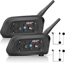 Fone de ouvido intercomunicador EJEAS V6 Pro com Bluetooth, bidirecional, 1.200 m, sistema de comunicação para esqui, quadriciclos, motocross, para capacetes completos e articulados (2 unidades)