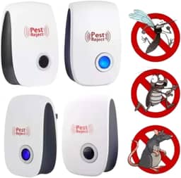 Kit 4 Repelentes Ultrassônicos de Tomada Paki Anti Insetos Mosquitos Baratas Bivolt Elétrico Plug Brasil Sem Cheiro Seguro para Pets