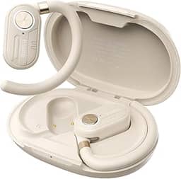 Fone de Ouvido Bluetooth OWS com Tela LCD, Bluetooth 5.4, Estéreo Hi-Fi, Cancelamento de Ruído Ativo, Basike Fone Esportivo com Ganchos, IPX4, 40 Horas de Reprodução, para Treino e Corrida(Branco)