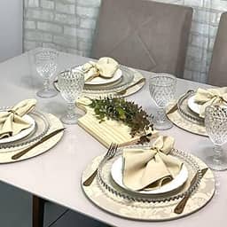 Sousplat completo Mesa posta Kit 6 lugares 35 cm MDF (138-Nude)
