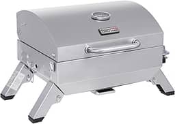 Royal Gourmet GT1001 Grelha Portátil de Aço Inoxidável, 10.000 BTU Churrasqueira a Gás com Pernas Dobráveis e Tampa Trancável, Acampamento ao Ar Livre, Deck e Bagagem, Prata