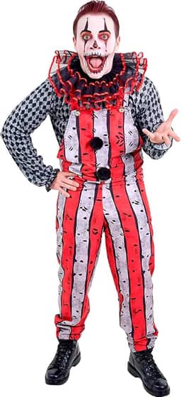 Fantasia Halloween Masculina Adulta Palhaço Assassino Circo do Terror Completa