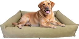 Cama Para Cachorro Grande 100x87 Cm - ESCOLHA A COR - 100% Lavável e Resistente - Pet Querido (BEGE ECOTEC IMPERMEÁVEL)