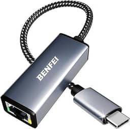 BENFEI Adaptador USB-C para Ethernet, USB tipo C (Thunderbolt 3/4) para RJ45 Gigabit Ethernet LAN adaptador de rede compatível com iPhone 15 Pro/Max, MacBook Pro/Air 2023, iPad Pro, iMac, S23, XPS 17