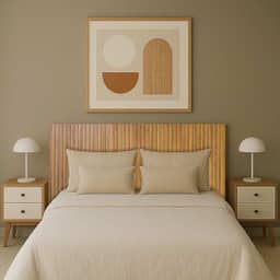 Cabeceira Casal Mdf Ripado Cor Nature 140x60cm Rustica