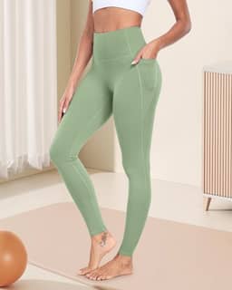 Leggings com bolsos para mulheres, calças de ioga para treino de cintura alta com controle de barriga