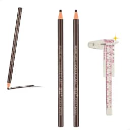 2 Lápis Dermatográfico Design de Sobrancelhas Marcação Alta Duração Kit Com 2 unidades Cor Marrom