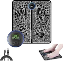 Tapete Massageador De Pés Elétrico e Recarregável Estimulador Muscular Circulação Para os Pés Com Display de Led EMS Premium FastJoy