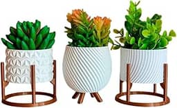 Kit de Vasos Cachepot Minimalista Texturas Vasinho Sala Decoração Delicada para Plantinhas Cactus (Branco)