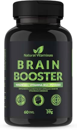 Complexo B, Biotina, Magnésio, Cálcio, Zinco e mais Vitaminas Bain Booster - 1 Pote com 60 Cápsulas de 650mg