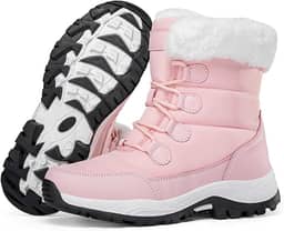 Botas femininas de neve de inverno com plataforma à prova d'água, confortáveis, quentes, totalmente forradas, leves, antiderrapantes, para uso ao ar livre, com cadarço até a panturrilha