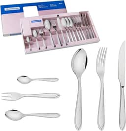 Faqueiro Tramontina Laguna em Aço Inox com Facas para Churrasco Acabamento em Brilho 24 Peças