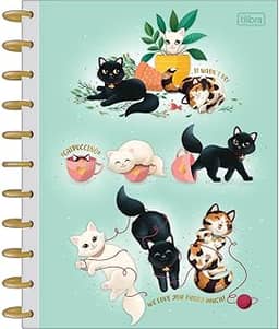 Tilibra - Caderno Connect Tilidisco Inteligente Capa Dura Universitário 10 Matérias Purrfect Cats 160 Folhas - Sortido
