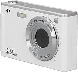 Câmera Com Zoom 16X, Câmera Digital 50MP 4K Com Foco Automático e Anti-vibração para Meninos e Meninas, Compacta Com Luz de Preenchimento, Tela LCD de 2,8 Polegadas, para