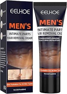 Mibee 60ml Creme Depilatório para Partes Íntimas Masculino Suave Pele Segura Hidratação Suave para Todos os Tipos de Pele