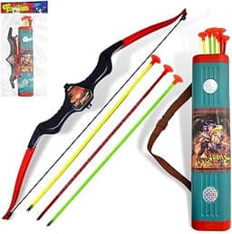 Arco E Flecha Infantil Com Bolsa Aljava Lançador + Dardos