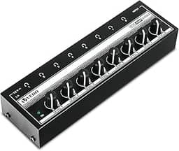 VEDO Amplificador de fone de ouvido, amplificador de áudio estéreo de 8 canais, divisor de fone de ouvido multiportas, mixer para estúdios de gravação e bandas, com 8 portas de saída e 1 porta de