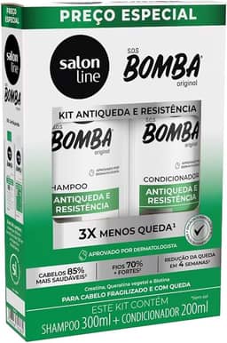 Kit Shampoo e Condicionador, Salon Line, S.O.S Bomba Antiqueda, Vegano - Para Todos os Tipos de Cabelos, 2 Unidades