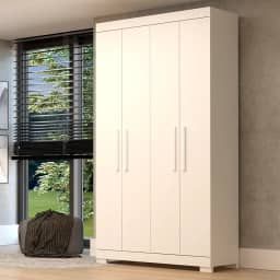 Guarda Roupa Solteiro 109,80cm 4 Portas 100% MDF Papoulas Espresso Móveis Branco