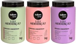Salon Line, SOS Hidratação, Cronograma Capilar, Somente a Máscara Capilar Bio-Recostrução Não é Vegana - Para Cabelos Ondulados, Cacheados e Crespos, 1 kg