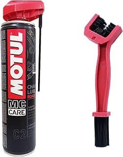 Lubrificante Corrente Moto Motul C2 +Plus Chain Lube Street Rua Motoboy Urbano - Spray 400 Ml + Escova de Limpeza