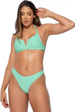 Biquíni Aro V Textura Asa Delta Fio Duplo Cintura Alta MVB Modas