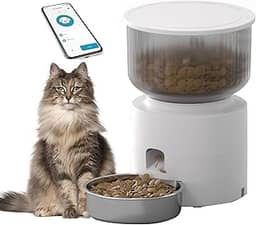 Comedouro para Cães,Comedouro para gatos,3 L Alimentador Automático Pet,APP silencioso e seguro (branco)