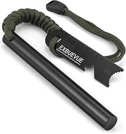 EXBUEVUE Acionador de fogo, haste de ferro de 12 cm, ferramentas de sobrevivência ao ar livre, pederneira e aço e resistente para arbustos, acampamentos, kits de caminhada