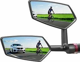 RBRL Espelho de bicicleta ajustável de 360°, espelho retrovisor grande angular para bicicleta, E-Bike, MTB, anti-trepidação, espelho de bicicleta para guidão, leve e ajuste universal (esquerda)