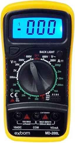 Multímetro Digital Profissional Portátil com Cabo Multi Teste Exbom MD-200L