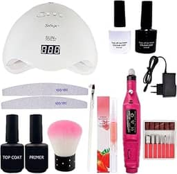 Kit de Unhas Manicure Esmalte Em Gel Lixadeira Eletrica Cabine Sun 5 Caneta Hidratante Espanador