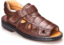 Sandalia Masculina Anti Stress de Couro Palmilha Conforto Aberta Marrom