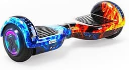 Egazza K5 Hoverboard Chama Vermelha, Scooter de Equilíbrio 6,5' com Bluetooth e Luzes LED para Crianças e Adolescentes