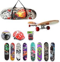 Skate Infantil Radical Menino Iniciante Menina Kit Protecao Completo