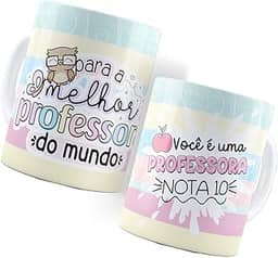 Caneca Para o Melhor Professora do Mundo Você é uma Professora Nota 10 Dia Dos Professores Personalizada Branca Cerâmica 325ml
