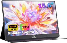 GRASEP Monitor Portátil 15,6 Polegadas para Notebook – Extensor de Tela Portátil Full HD 1920x1080, HDR10, 250 cd/m², 72% NTSC, Som Estéreo Duplo, Conexão por Fio para Multitarefa e Entretenimento