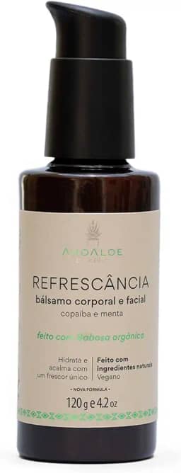 AHOALOE Bálsamo Corporal e Facial Pós-Sol Refrescância com Aloe Vera – Babosa, Copaíba e Menta - Ingredientes Naturais - Hidrata, Acalma e Refresca a Pele - 115 ml