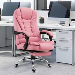 Cadeira De Escritório, Cadeira De Com Apoio Para Os Pés E Encosto Ajustável (Rosa)