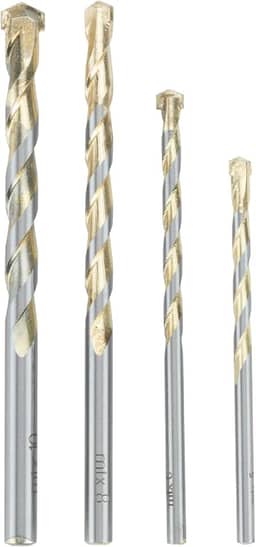 MTX Jogo de Brocas para Concreto Golden Line, 4 Peças (5-6-8-10mm), Liga Dura VK8, Perfuração com Impacto - Para Concreto e Tijolo