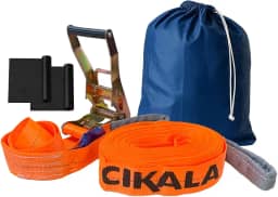 Slackline Laranja 15 M Catraca + Alças + Protetores + Bolsa