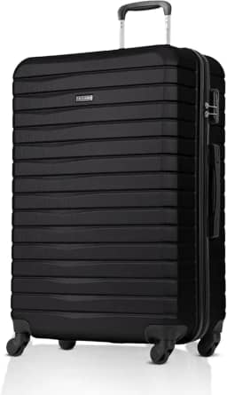 Mala de Viagem Grande 32kg Sestini Deluxe, Padrão ANAC, Cadeado 3 Dígitos, Rodas 360° Silenciosas, ABS Rígido Resistente (Preto)