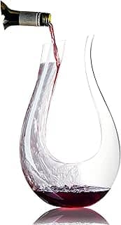 Decanter de Vinho 1,2L em Vidro Lapidado de Luxo, Decantador de Vinho, Cristal em U, Aerador de Vinho, Decanter para Whisky
