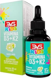 3VS Nutrition Vitamina Kids D3 + K2 Mk7 Menaquinona Com Fórmula Concentrada Em Gotas - Sabor Limão - 30ml
