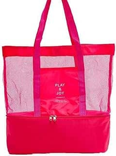Bolsa Para Praia Piscina Academia Piqueniques Com Compartimento Térmico 8L Sacola Para Praia Tela Nylon Porta Objetos Com Alça Verão Com Telinha Mulher E Homem