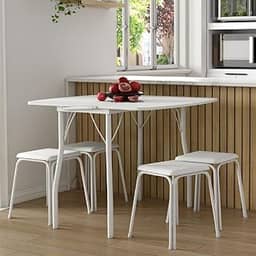 Conjunto Mesa Extensível com 4 Banquetas Carraro (Branca)
