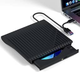 Unidade externa de CD/DVD para laptop, leitor de drive óptico de CD/DVD portátil, gravador de CD, design ultrafino USB 3.0 tipo C, leitor, gravador compatível com desktop, laptop, Mac, Windows, PC,
