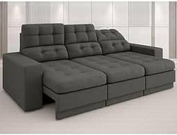 Sofá 3 Lugares Assento Retrátil e Reclinável Jobim-legacy Sofas - Cinza